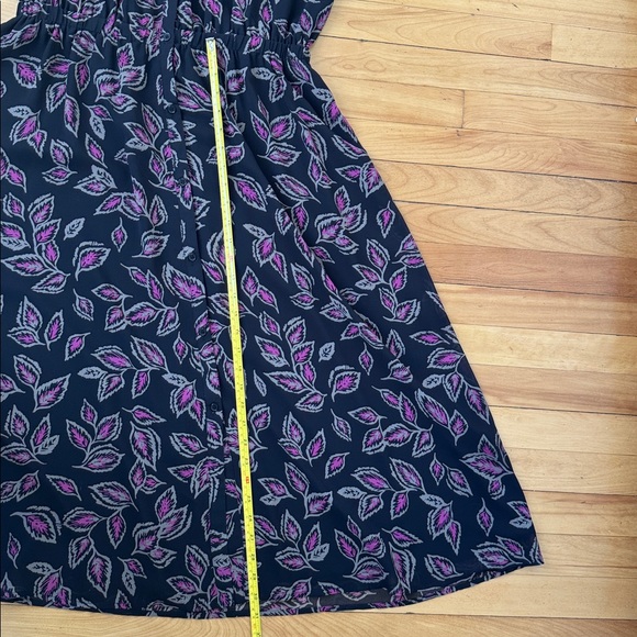 Reitmans Black Midi Dress with Pink Leaf Print - Picture 6 of 6